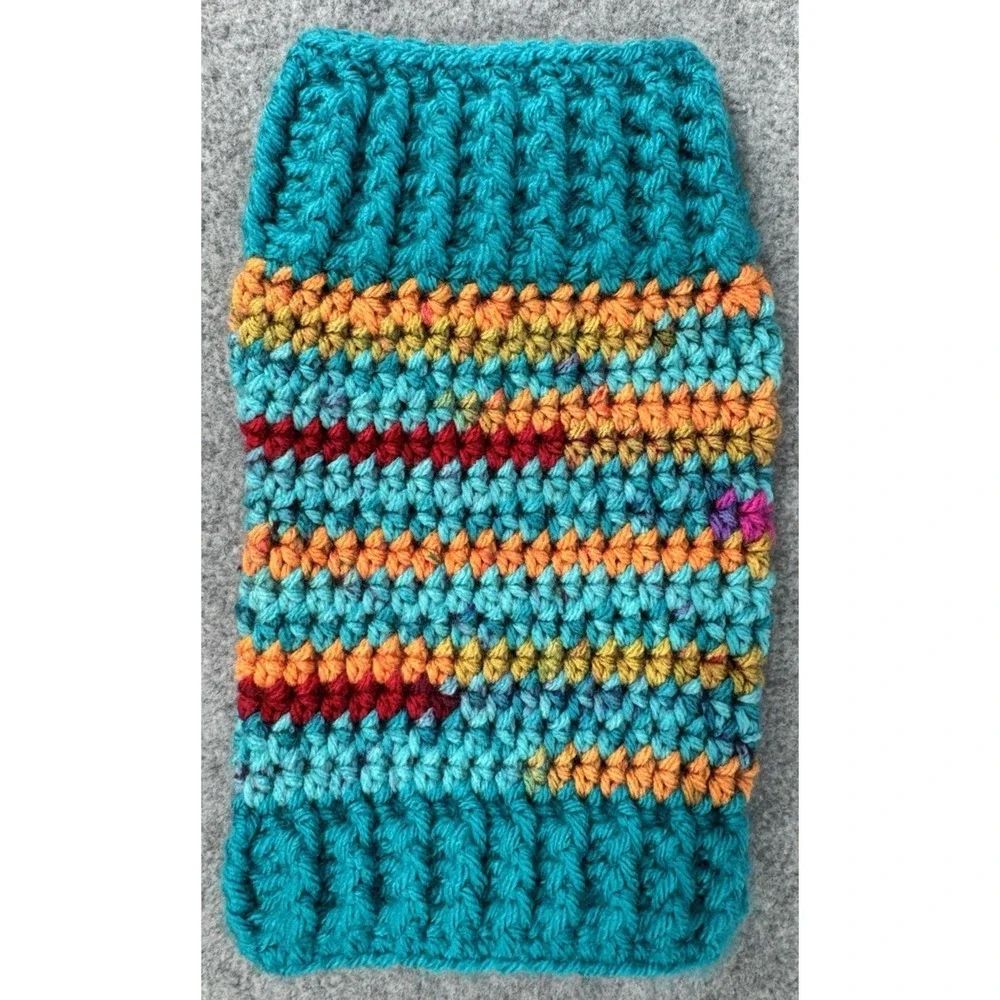 Extra Small Dog‎ Sweater Turquoise Variegated Crocheted Handmade
